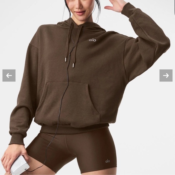 ALO Yoga Tops - NWT ALO Accolade Hoodie Sweatshirt Espresso Size XS | $148